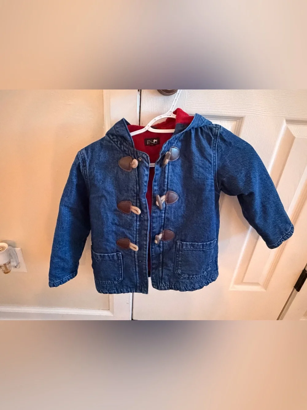 GAP X Paddington Kids Blue Denim coat with Red fleece Lining